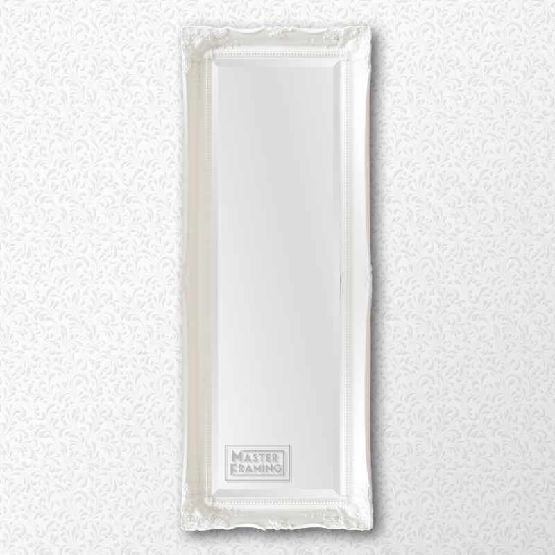 white beaded ornate framed mirror 491w